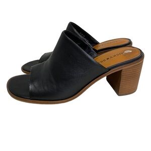 Lucky Brand - Black Leather Open Toe Heeled Mules - Size 8.5 NWOT